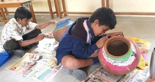 TALENT SHOW BY STD 4 TO 7 - POT PAINTING, VEGETABLES AND FRUIT CARVING